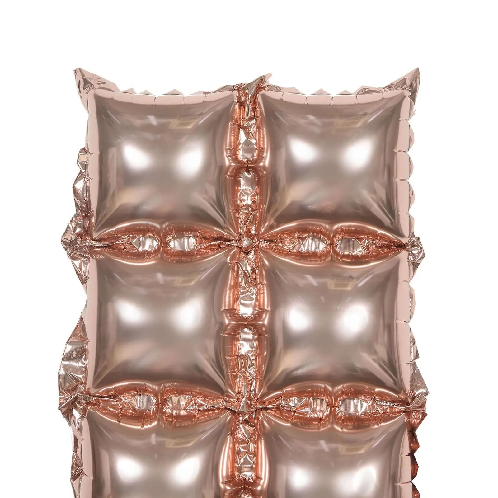 10 Pack Metallic Rose Gold Double Row Mylar Foil Balloon Wall, Square Diamond Design Balloon Backdrop - 43"x11"