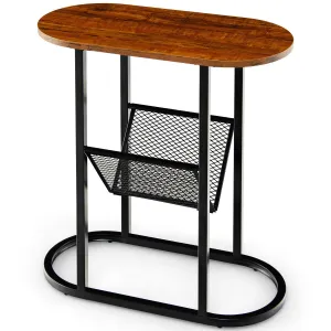 2-tier Industrial Side Table with Mesh Shelf