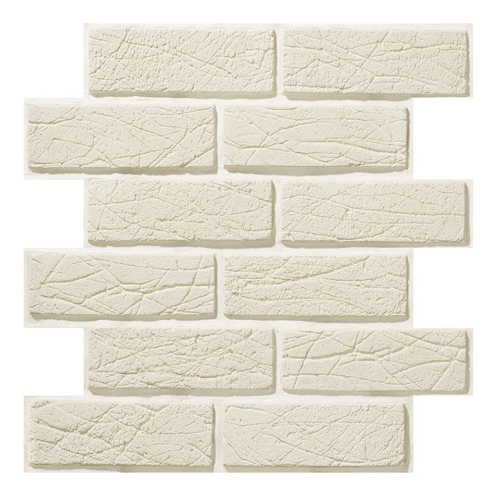 3D Beige Brick Peel and Stick Wall Tile