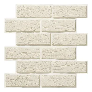 3D Beige Brick Peel and Stick Wall Tile