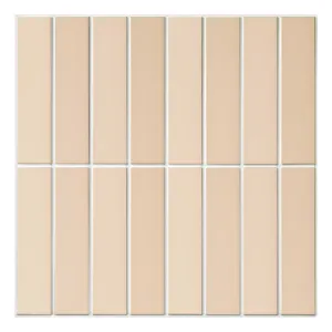 3D Beige Matt Straight Linear Mosaic Peel and Stick Wall Tile