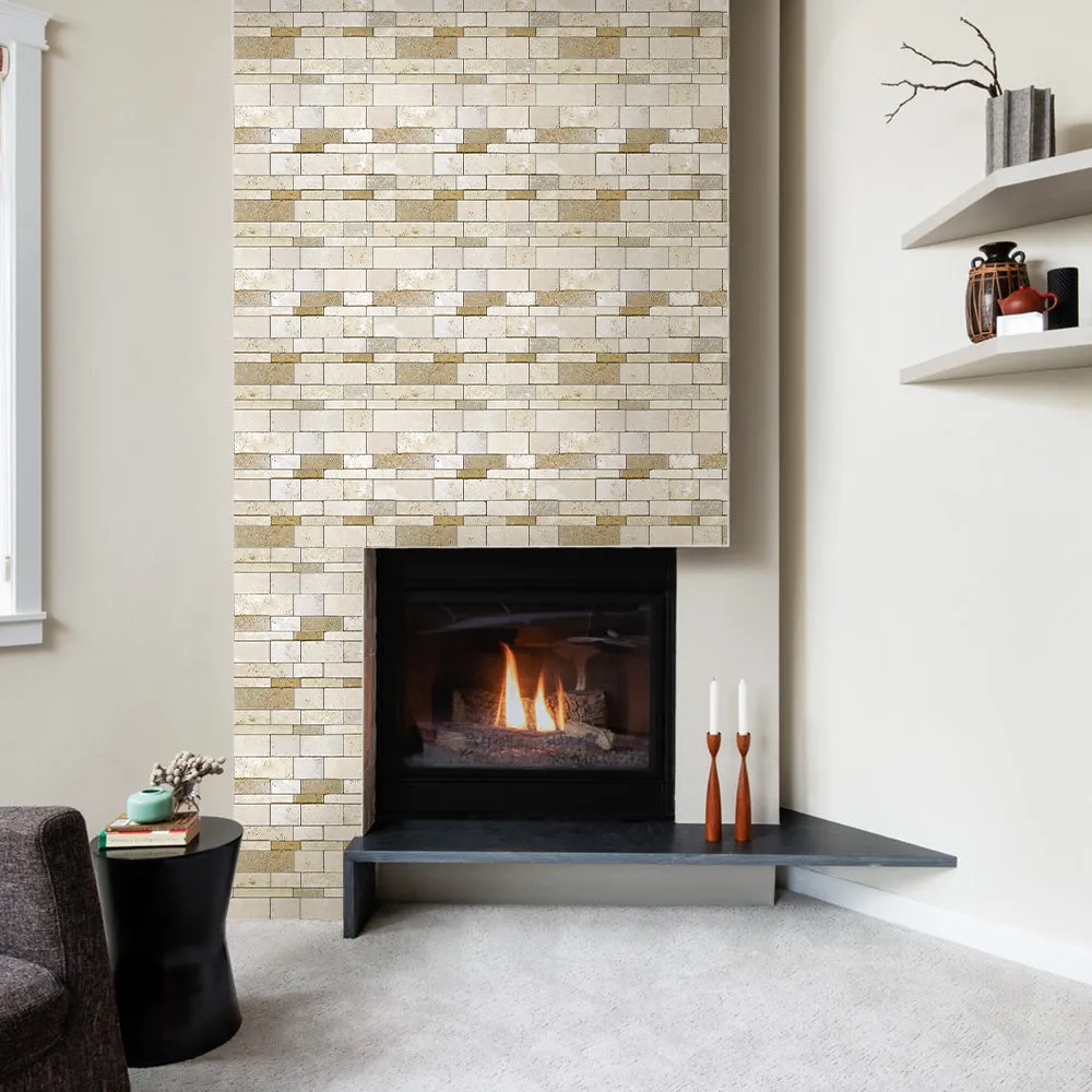 3D Beige Stacked Stone Peel and Stick Wall Tile