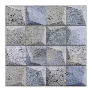 3D Blue and Gray Square Stone Peel and Stick Wall Tile