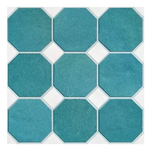 3D Blue and White Geometric Peel and Stick Wall Tile