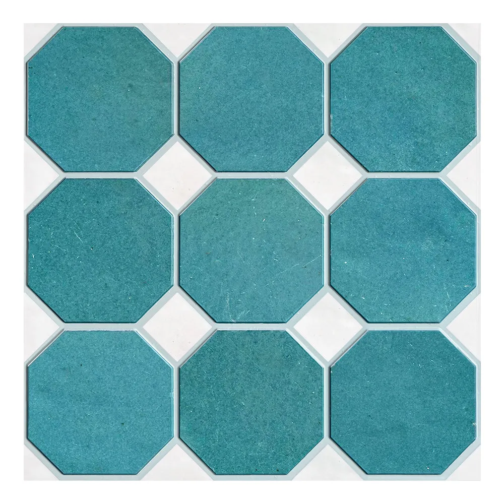 3D Blue and White Geometric Peel and Stick Wall Tile