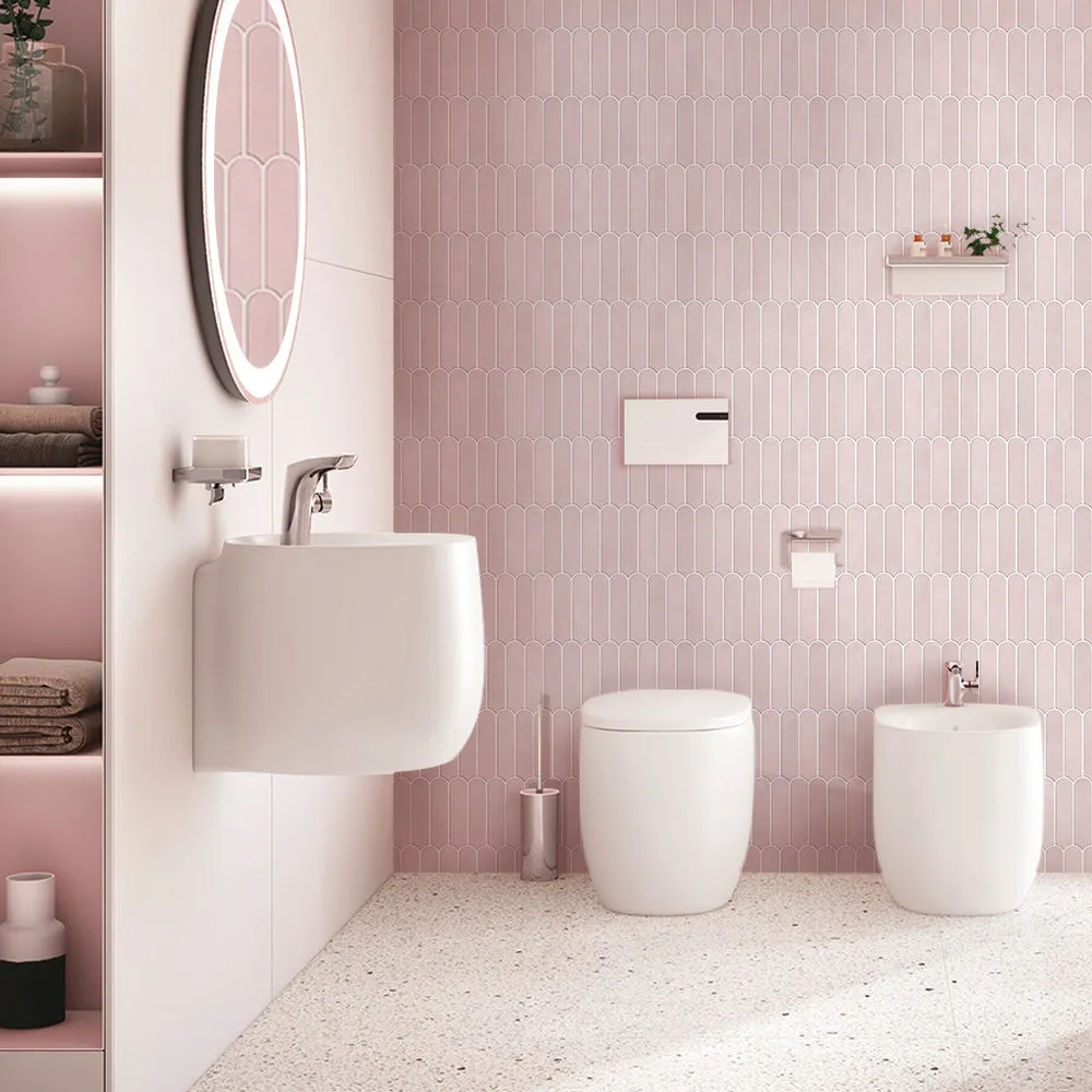 3D Blush Pink Fish Scale Peel and Stick Wall Tile