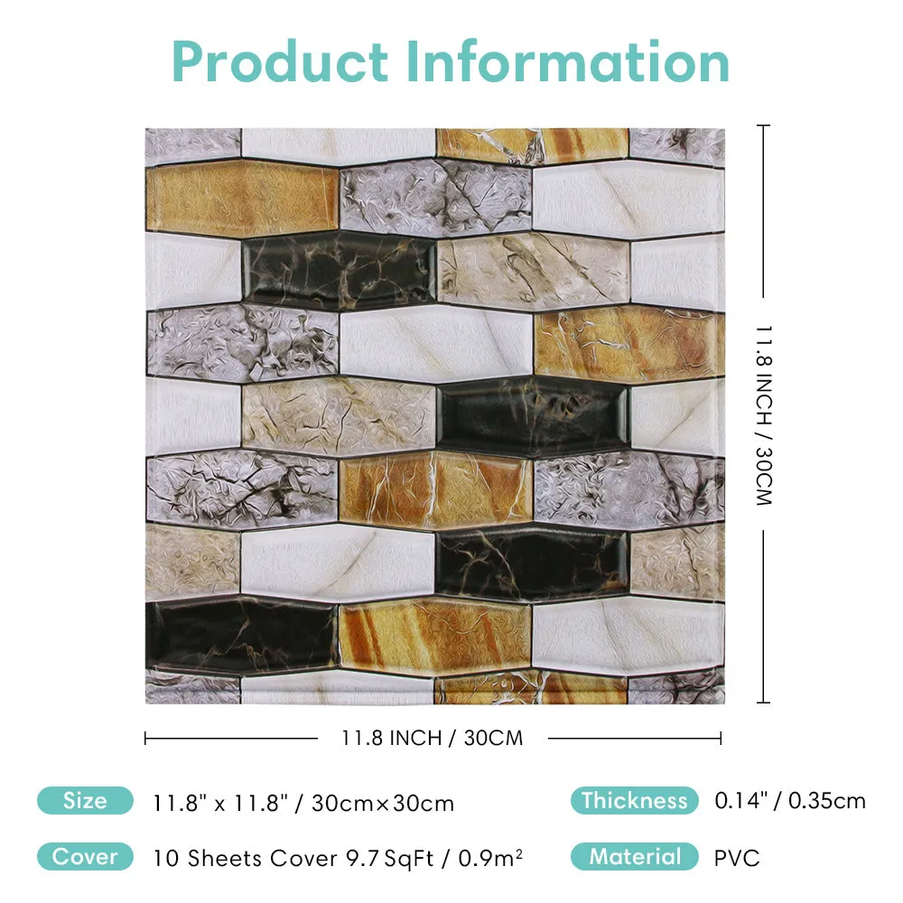 3D Bright Color Marble Peel and Stick Wall Tile