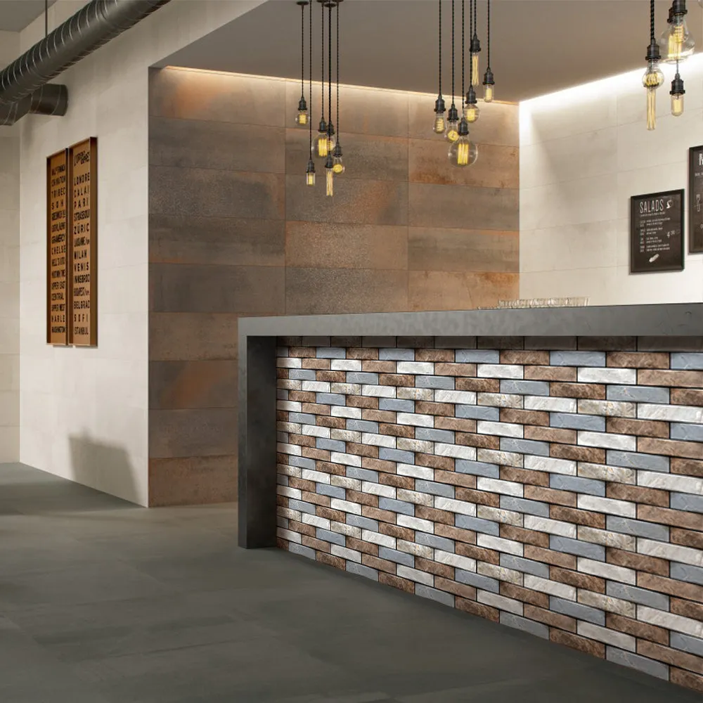 3D Brown and White Stone Peel and Stick Wall Tile