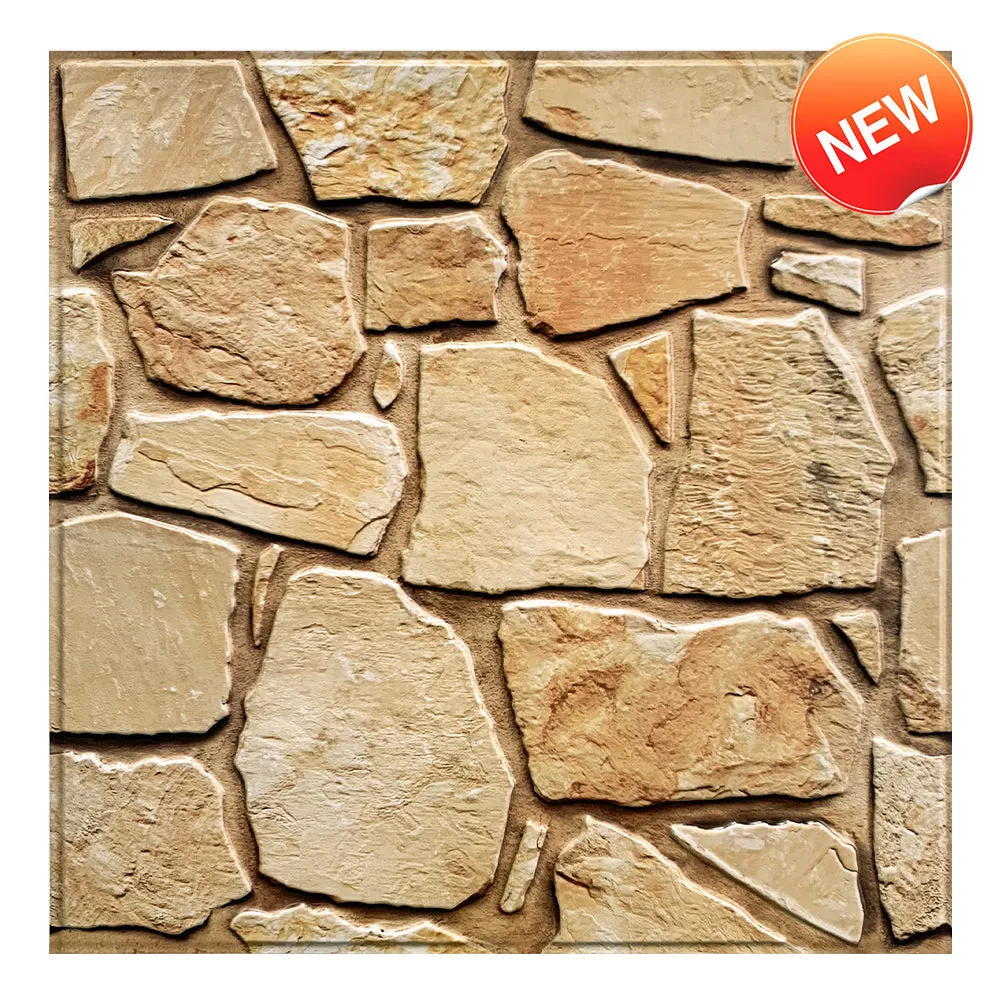 3D Brown Fieldstone Peel and Stick Wall Tile