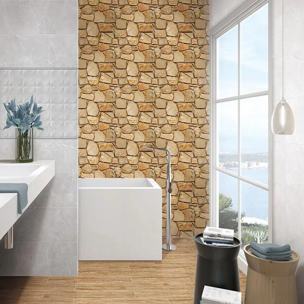 3D Brown Fieldstone Peel and Stick Wall Tile