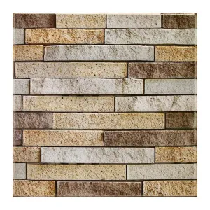 3D Brown Ledge Stone Peel and Stick Wall Tile