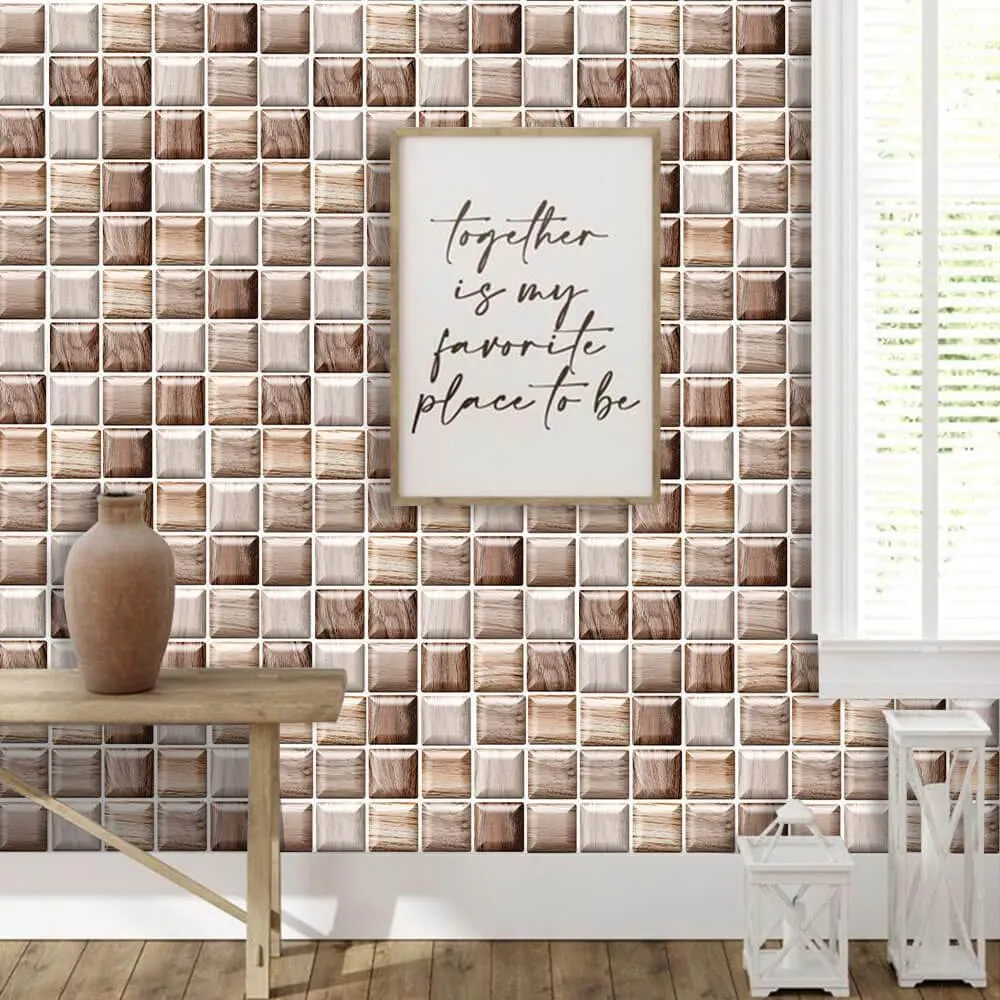 3D Brown Marble Stone Peel and Stick Wall Tile