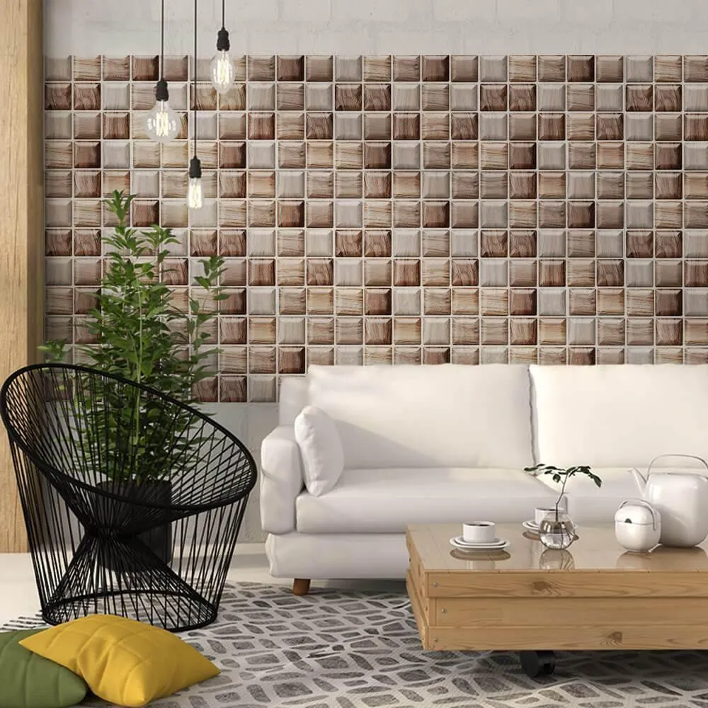 3D Brown Marble Stone Peel and Stick Wall Tile