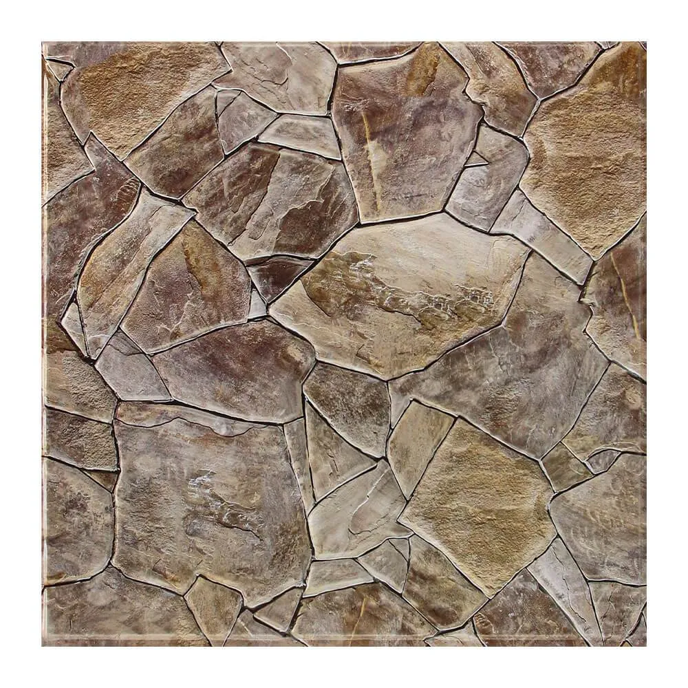 3D Brown Rubble Stone Peel and Stick Wall Tile