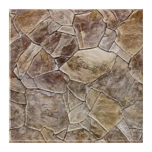 3D Brown Rubble Stone Peel and Stick Wall Tile