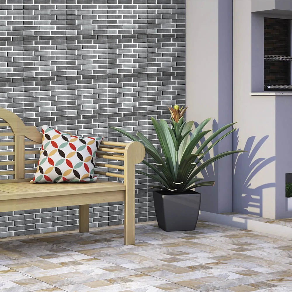 3D Classic Gray Brick Peel and Stick Wall Tile