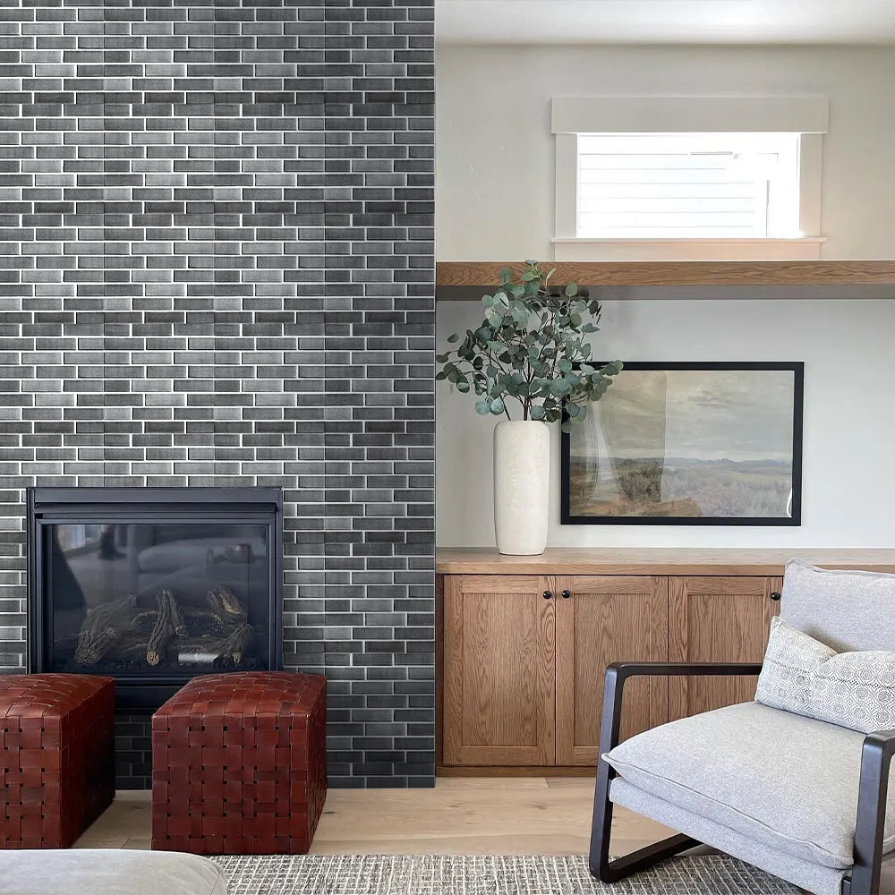 3D Classic Gray Brick Peel and Stick Wall Tile