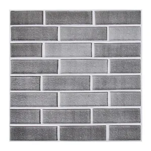 3D Classic Gray Brick Peel and Stick Wall Tile