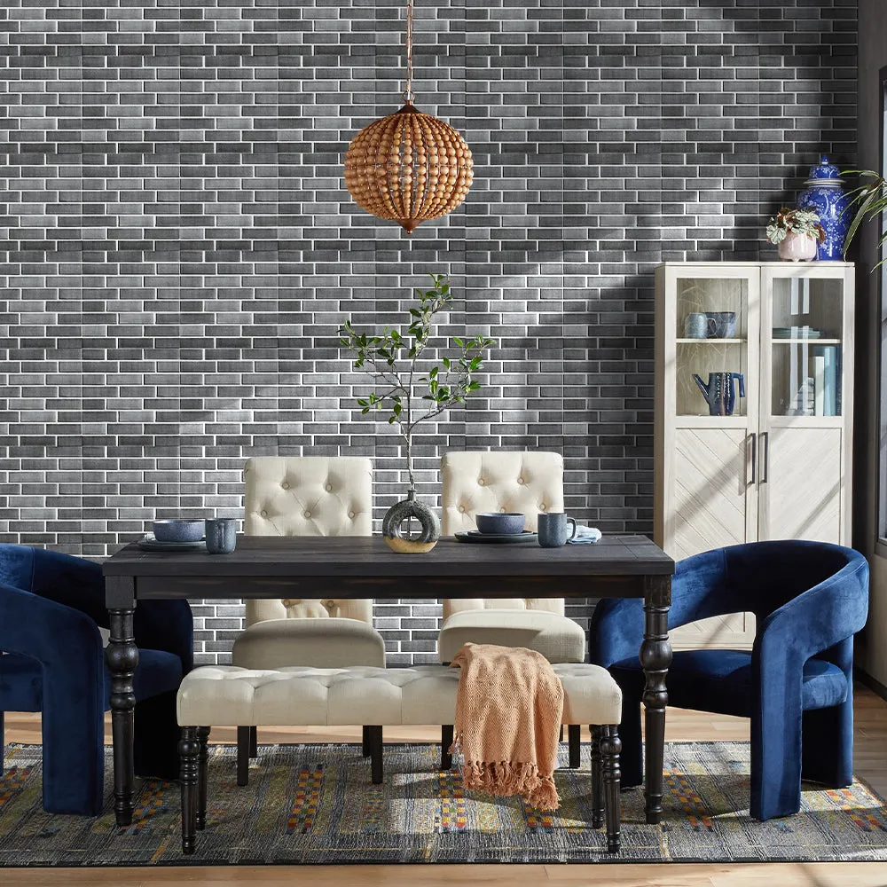 3D Classic Gray Brick Peel and Stick Wall Tile