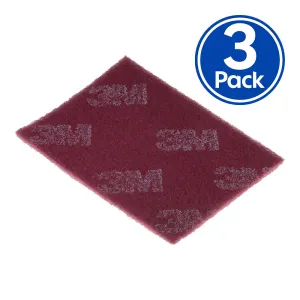 3M 7447 Scotch Brite General Purpose Maroon Hand Pad 150mm x 230mm x 3 Pack