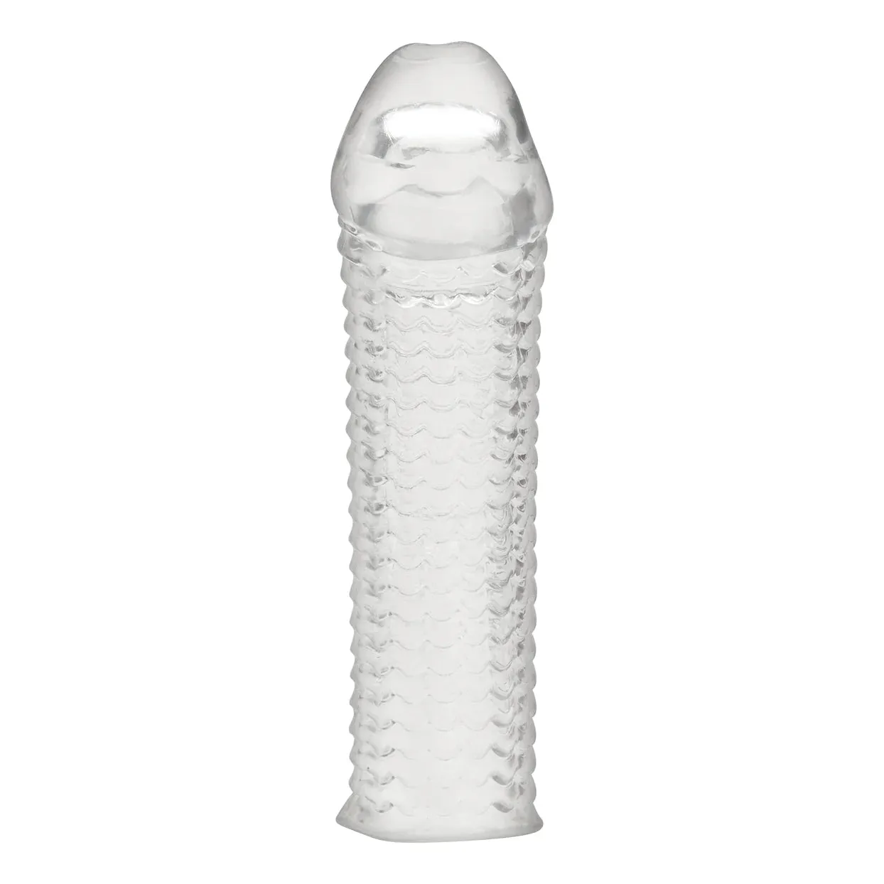 6.5" Clear Textured Penis Enhancing Sleeve Extension by Blue Line