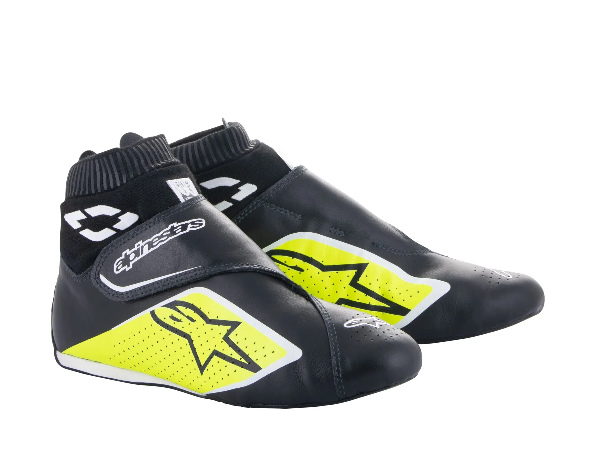 ALPINESTARS 2716022_158_7 SUPERMONO V2 Racing shoes, FIA 8856-2018, black/yellow fluo/white, Size 39