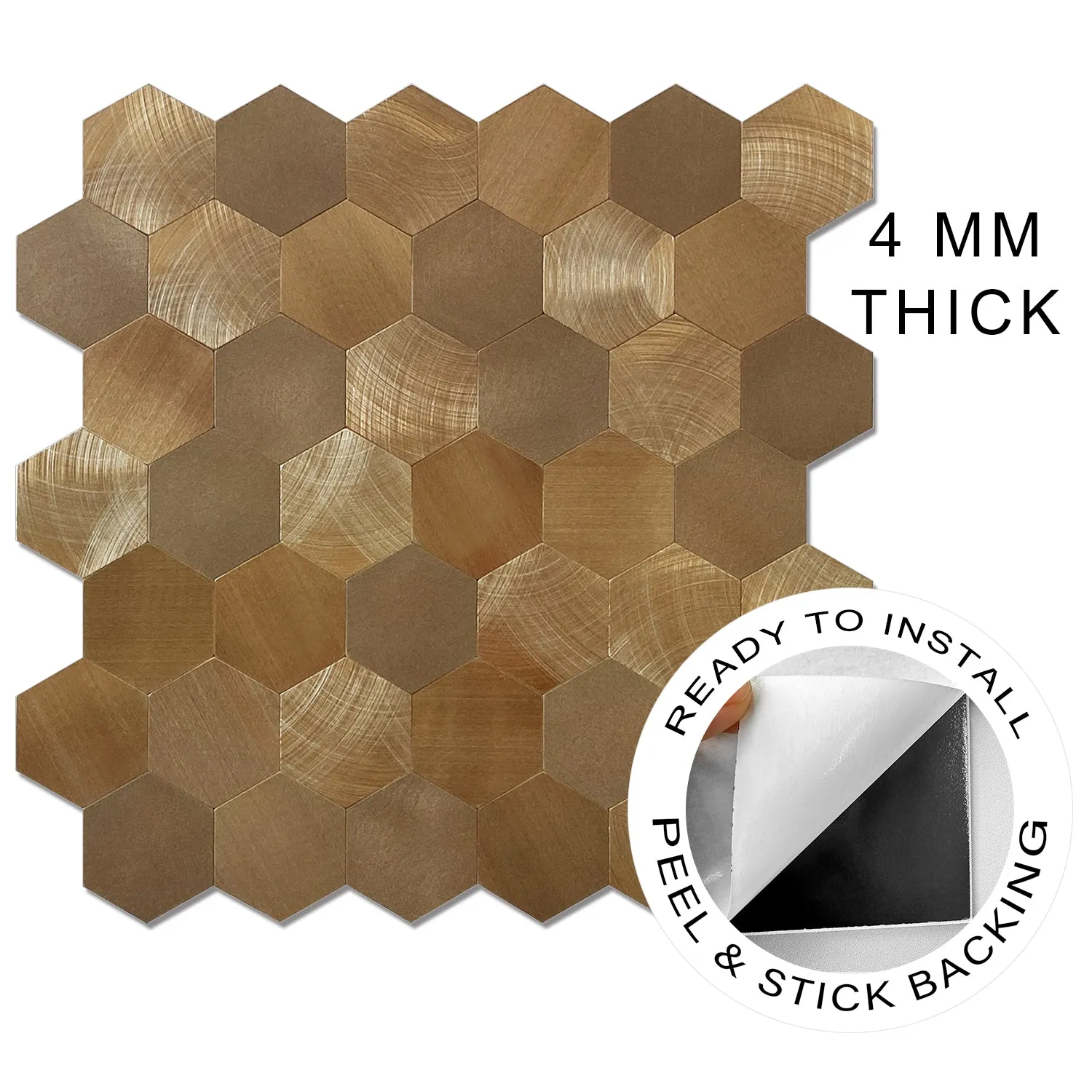 Aluminum Hexagon Mosaic Tiles | Peel and Stick Kitchen Backsplash Tiles | Stick On Wall Tiles | Easy DIY Installation