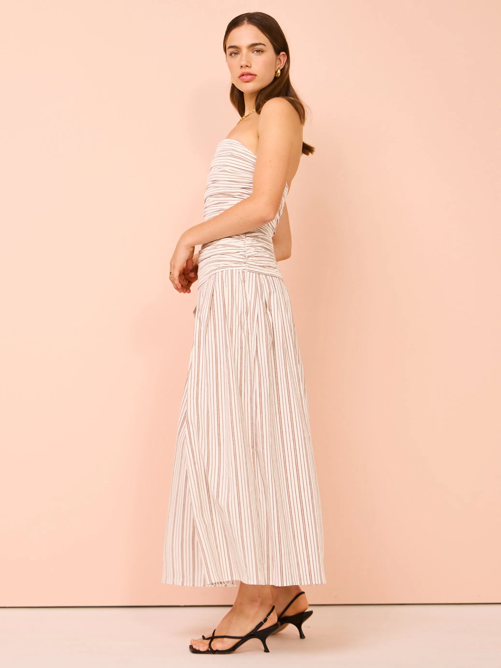 Anna Quan Isadora Dress in Tobacco Stripe