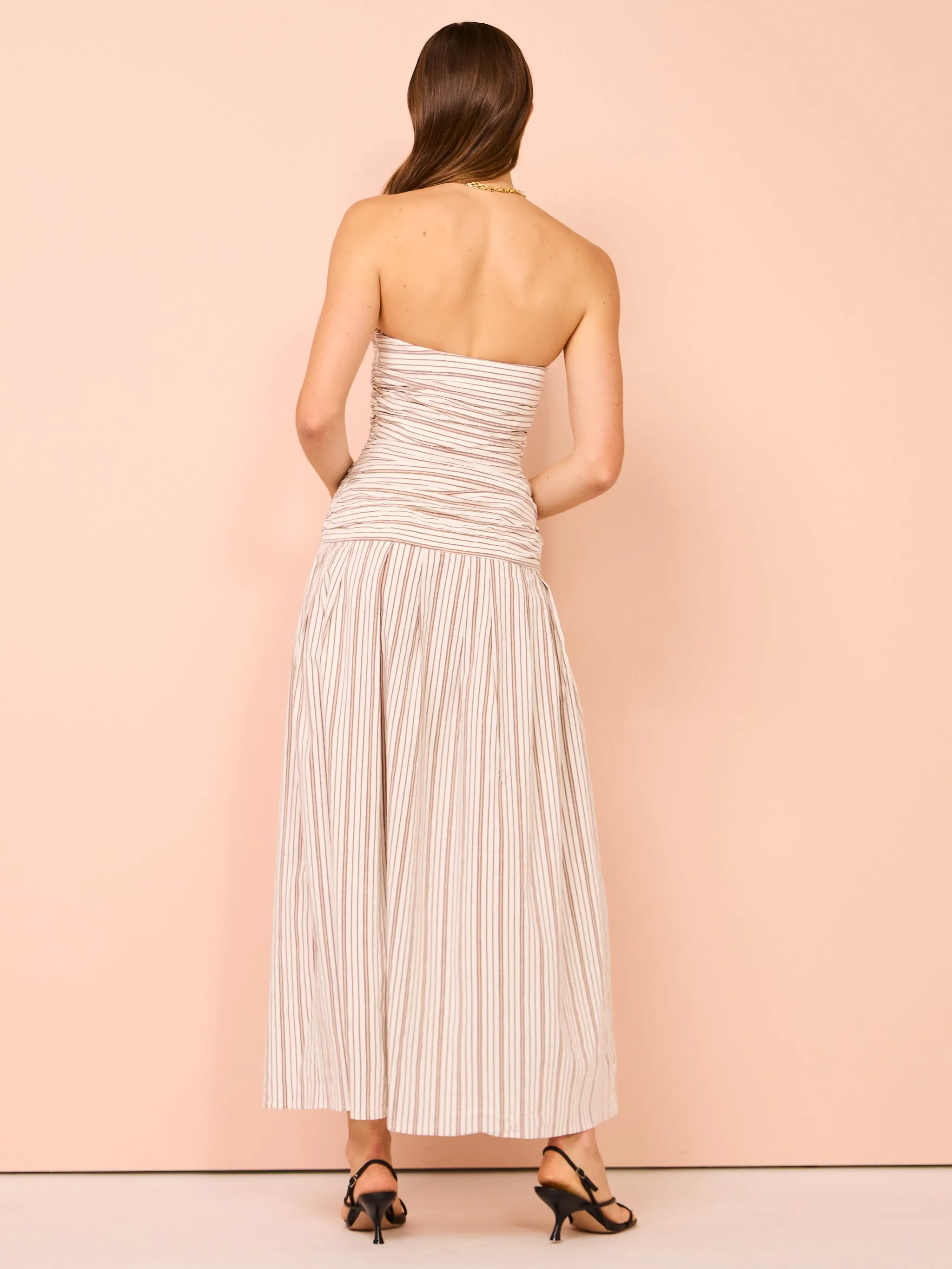 Anna Quan Isadora Dress in Tobacco Stripe