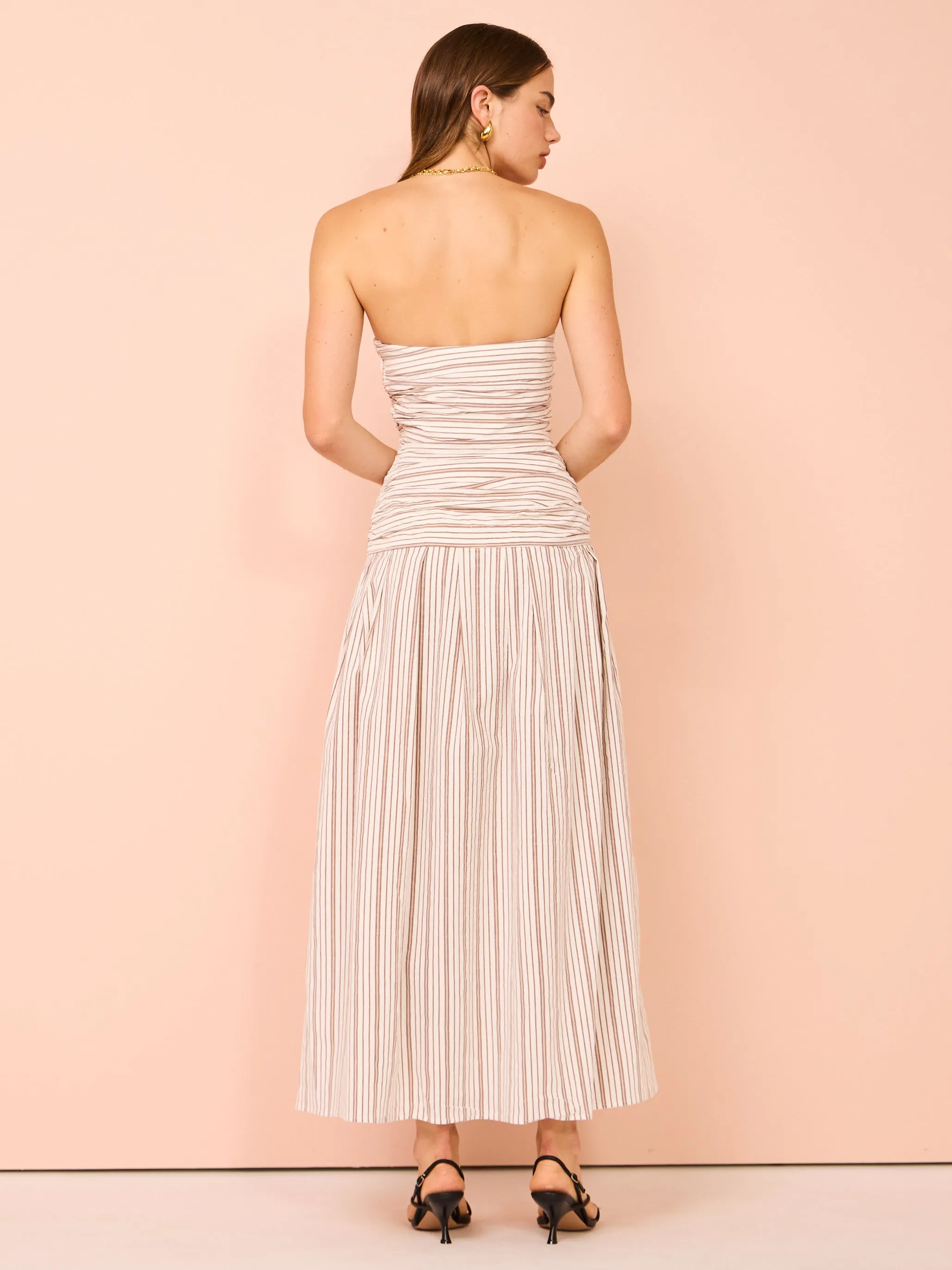 Anna Quan Isadora Dress in Tobacco Stripe