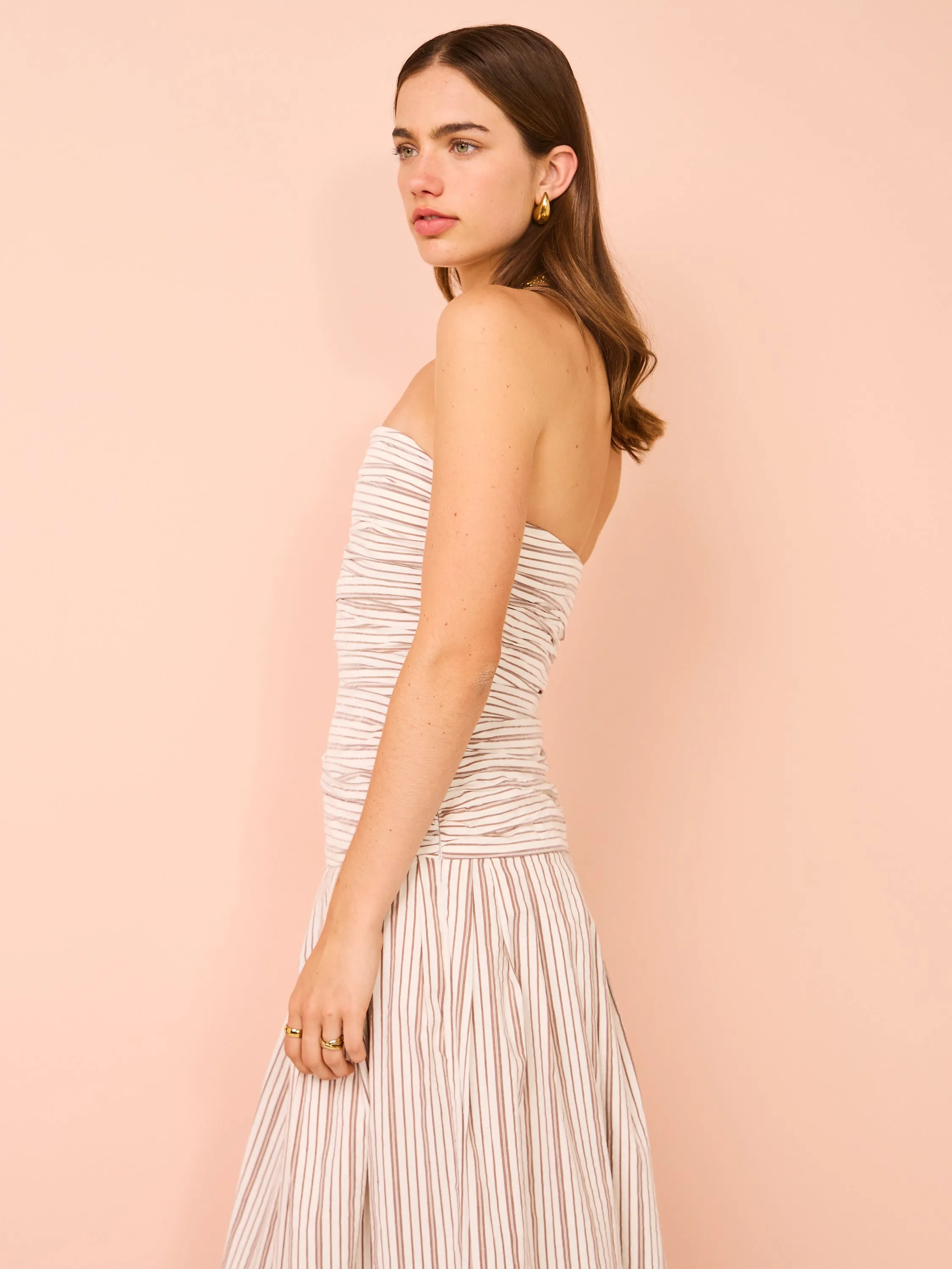 Anna Quan Isadora Dress in Tobacco Stripe