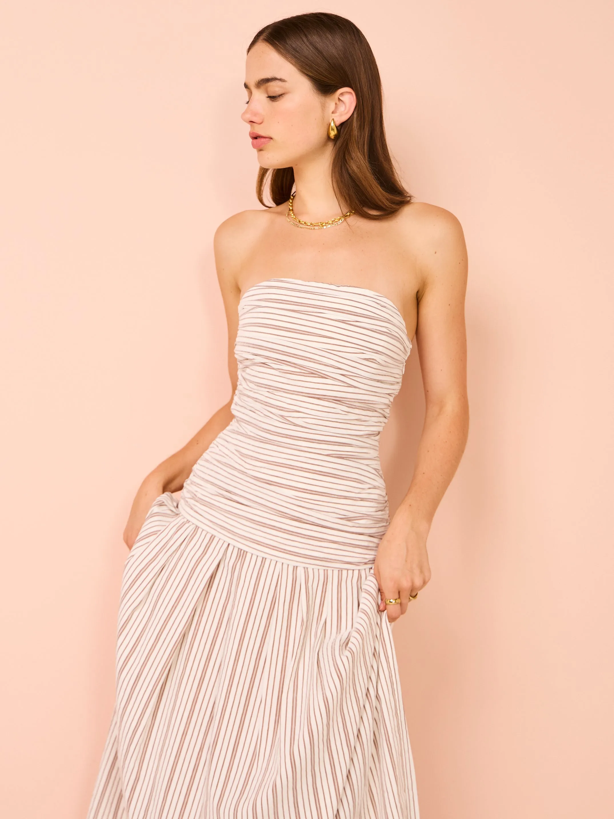 Anna Quan Isadora Dress in Tobacco Stripe