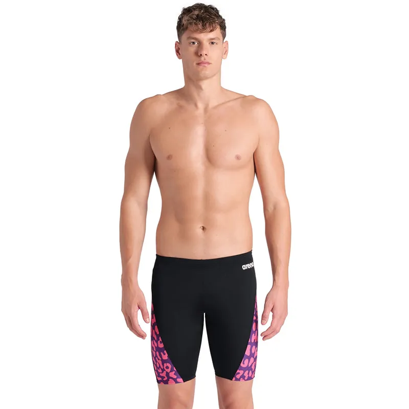 Arena - Leopard Skin Men's Jammer - Black/Pink