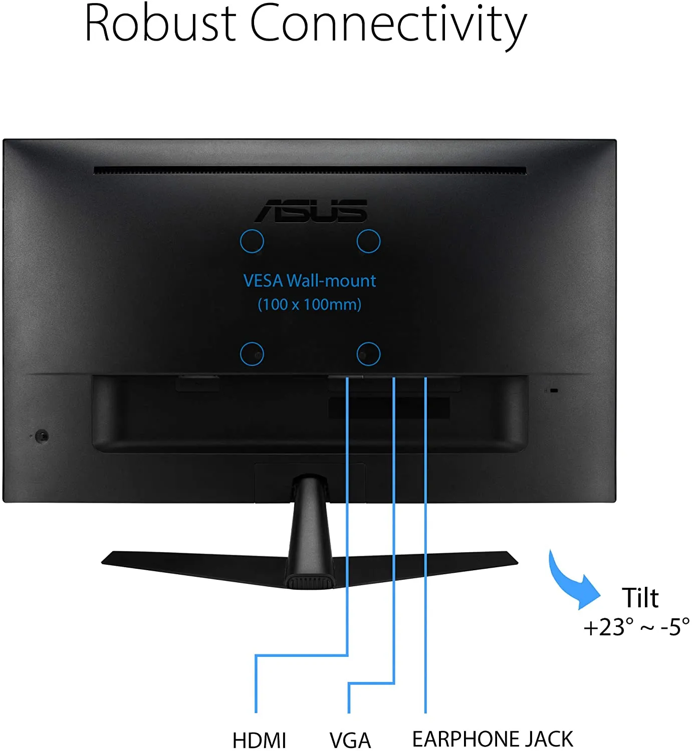 ASUS Monitor VY279HE 27" Eye Care Monitor, 1080P Full HD, 75Hz, IPS, 1ms, Adaptive-Sync/FreeSync, Eye Care Plus, Color Augmentation, HDMI VGA, Frameless, VESA Wall Mountable, Black