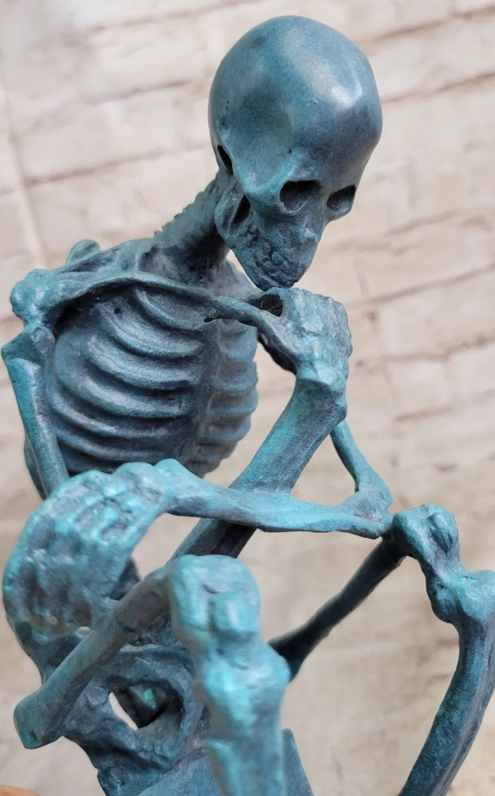 Bronze Sculpture Large Skeleton Halloween Home Office Decoration Figurine Large