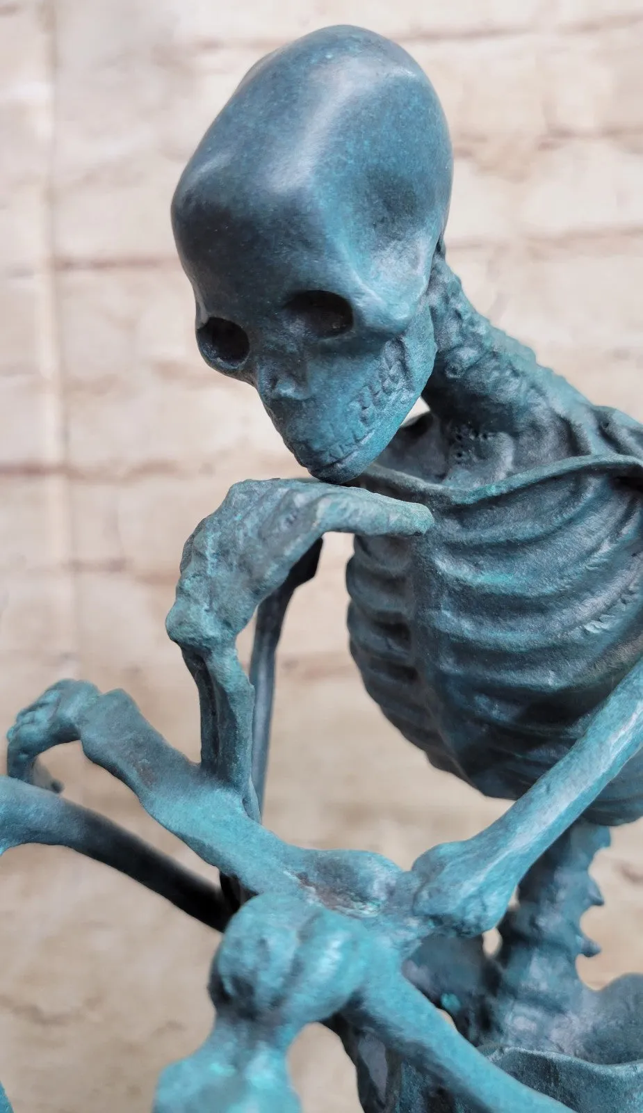 Bronze Sculpture Large Skeleton Halloween Home Office Decoration Figurine Large