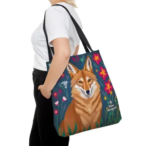 Coyote w Red Flowers, Tote Bag for Everyday Use - Durable and Functional