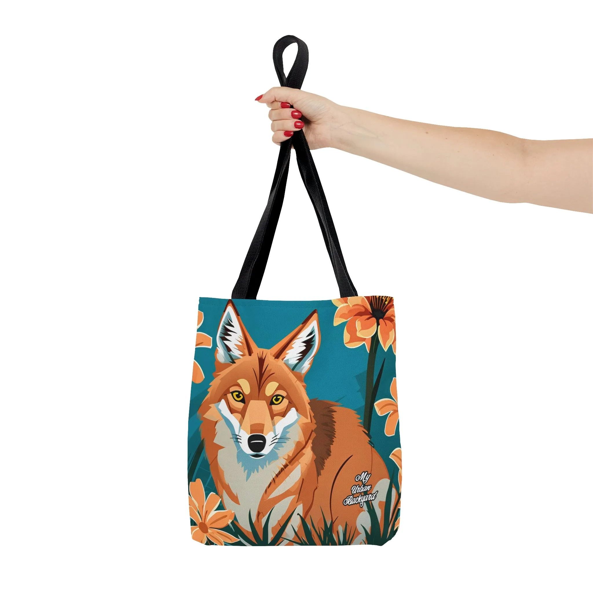 Coyote with Flowers, Tote Bag for Everyday Use - Durable and Functional