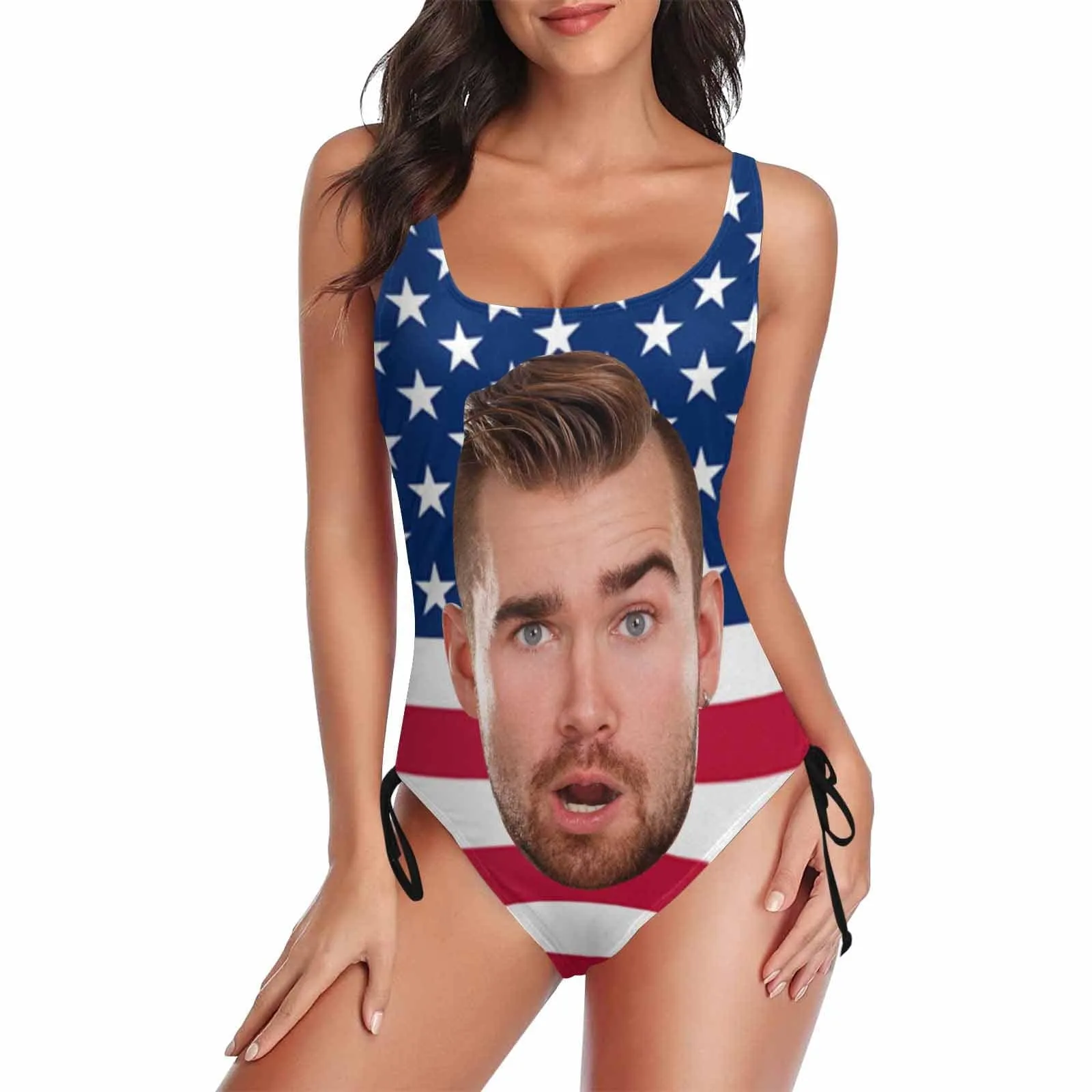 Custom Face Bathing Suit US Flag Women's Swimsuit