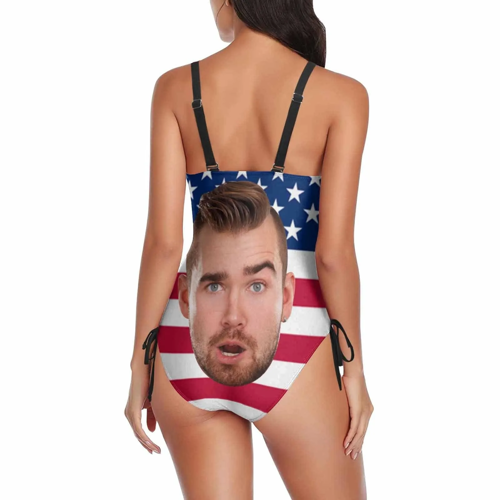 Custom Face Bathing Suit US Flag Women's Swimsuit