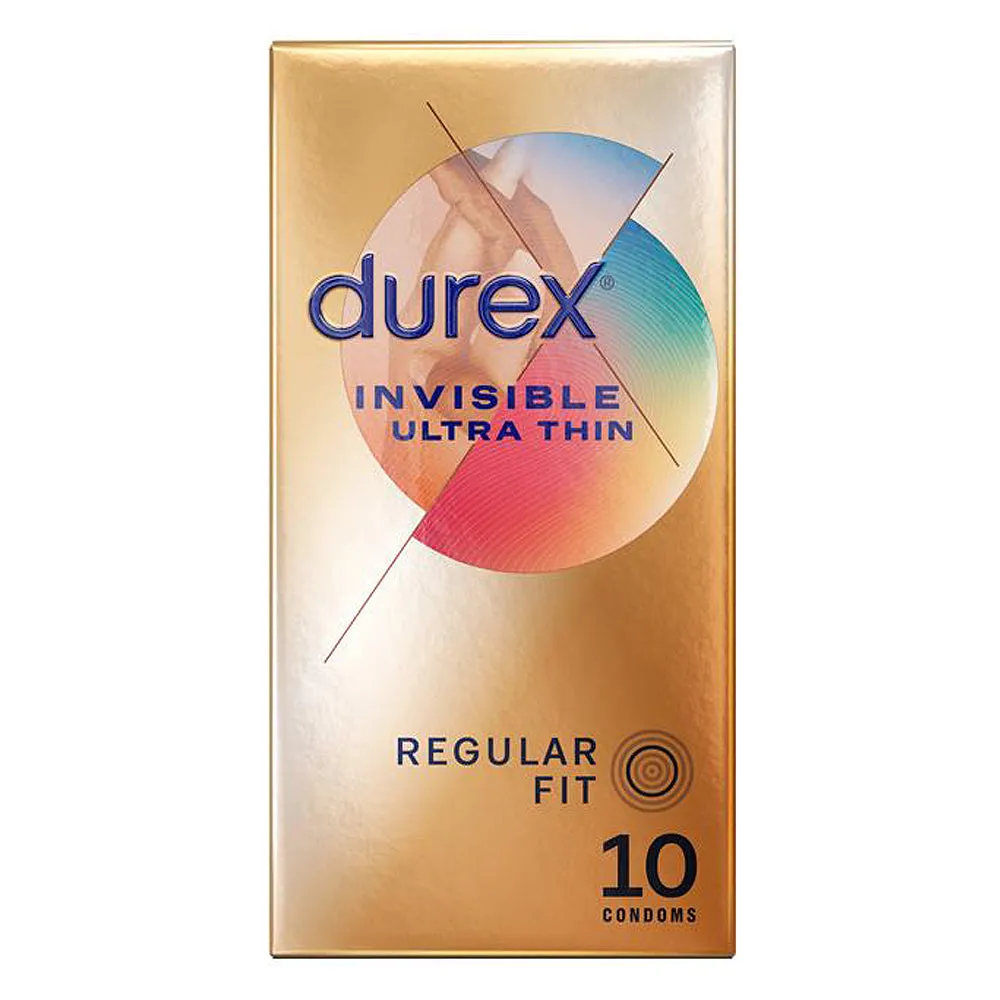 Durex Invisible Ultra-Thin Feel Regular-Fit Latex Condoms