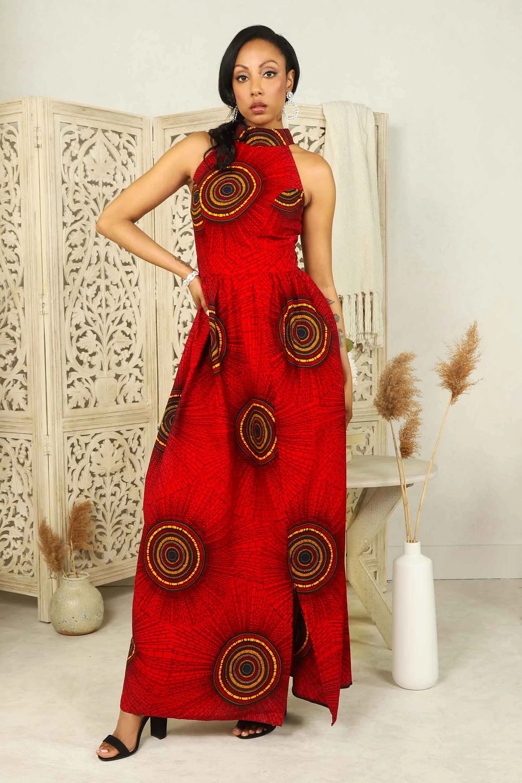 ELOISE African Print Maxi Dress (Halter Neck)