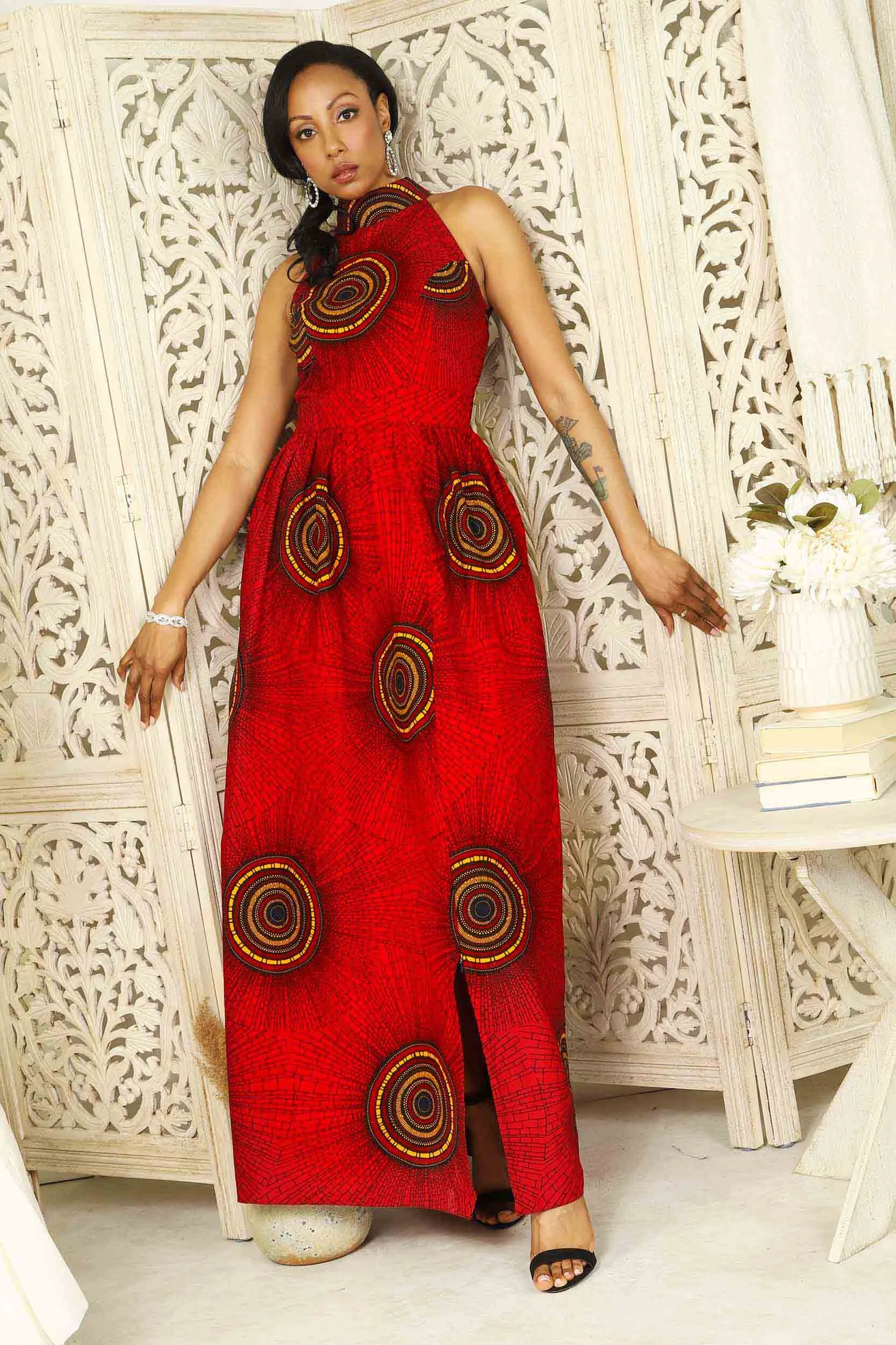 ELOISE African Print Maxi Dress (Halter Neck)