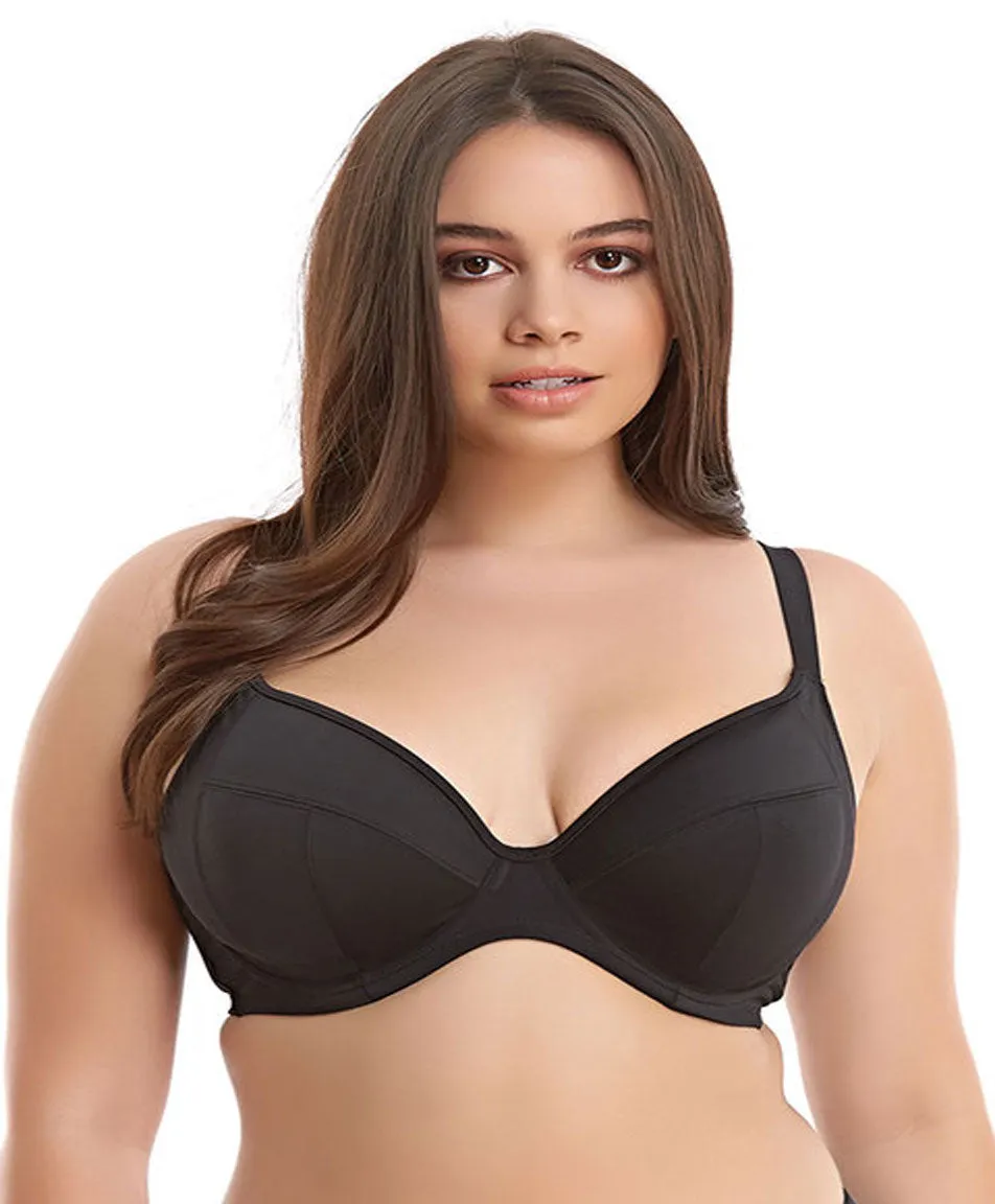 Elomi Essentials Underwire Plunge Bikini Top in Black