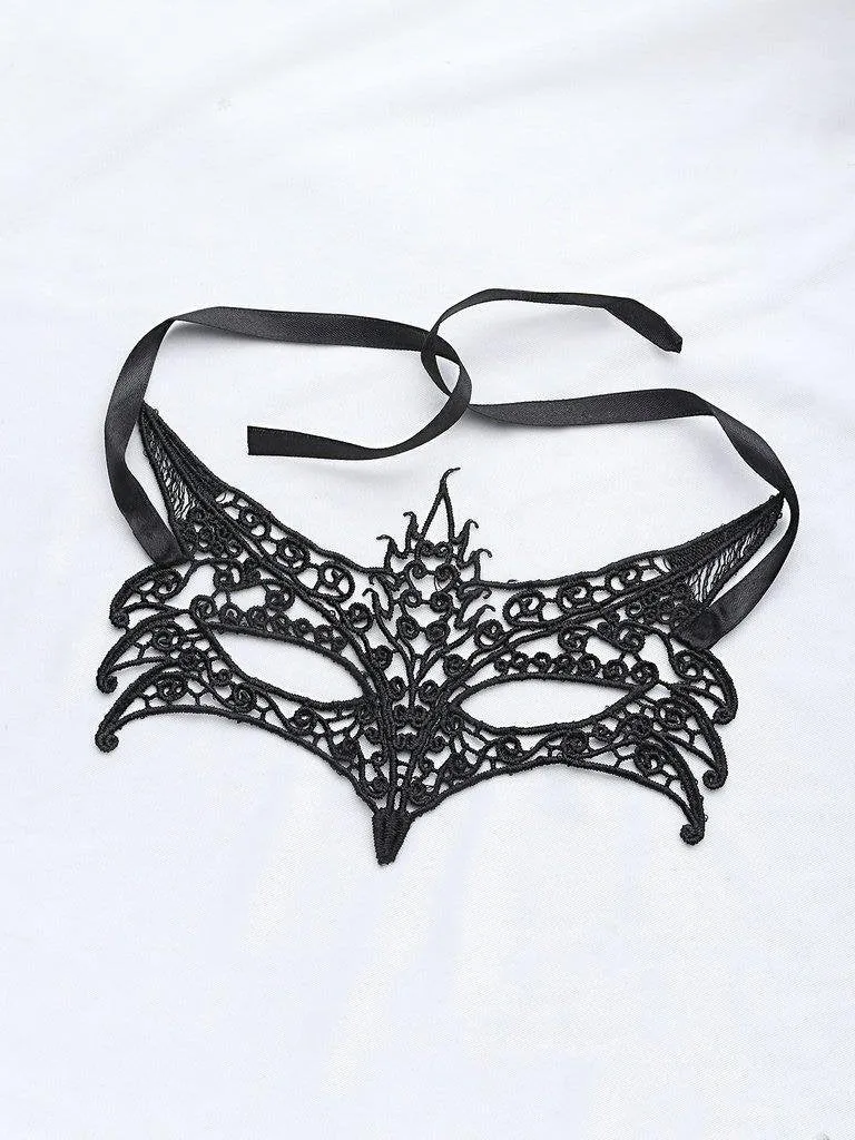 Fox Shaped Lace Ribbon Eye Mask