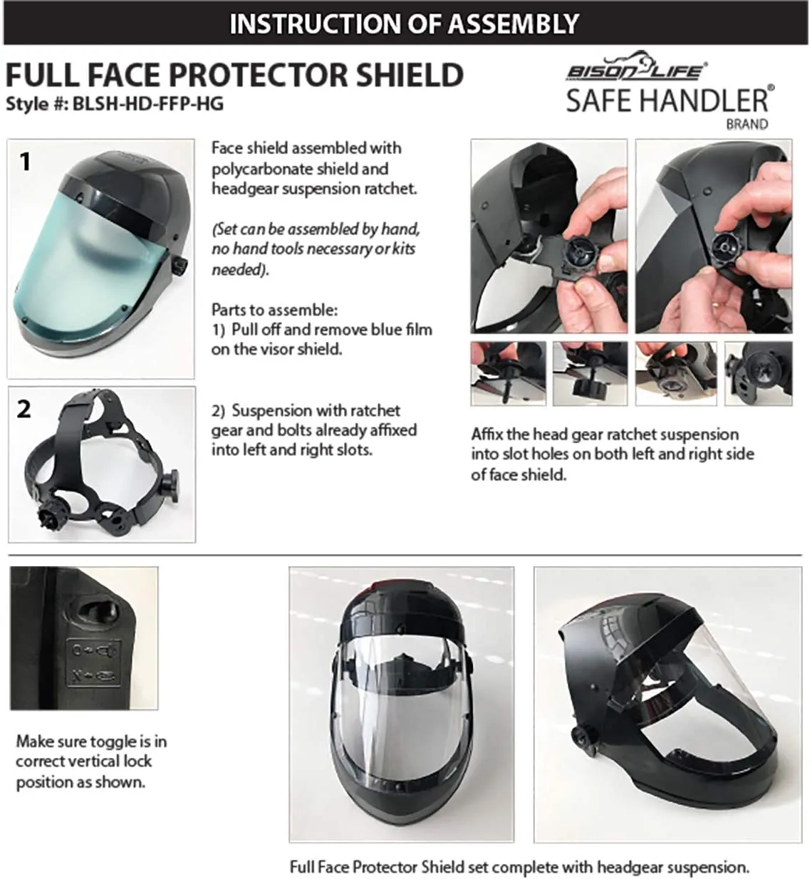 Full Face Protector Face Shield, Reusable, Secure Protection, Black