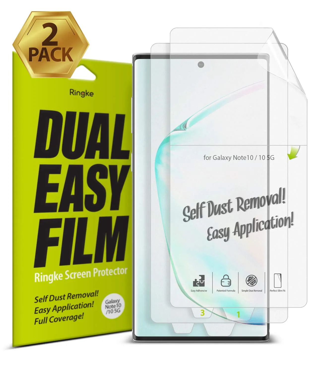 Galaxy Note 10 Screen Protector Film | Dual Easy Film (2019) - 2 Pack