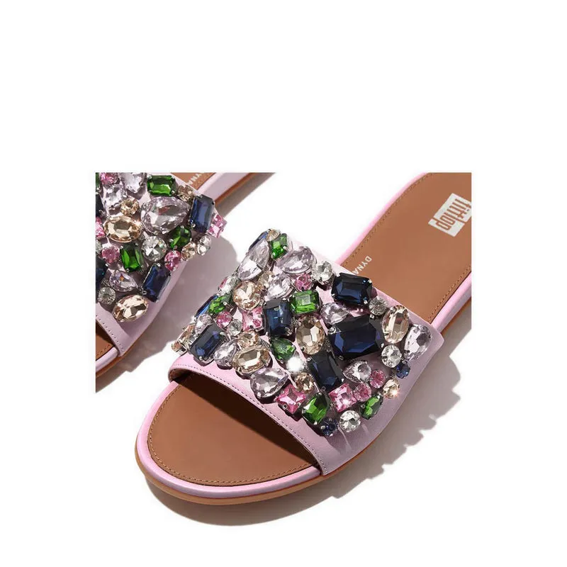 GRACIE JEWEL-DELUXE LEATHER SLIDES