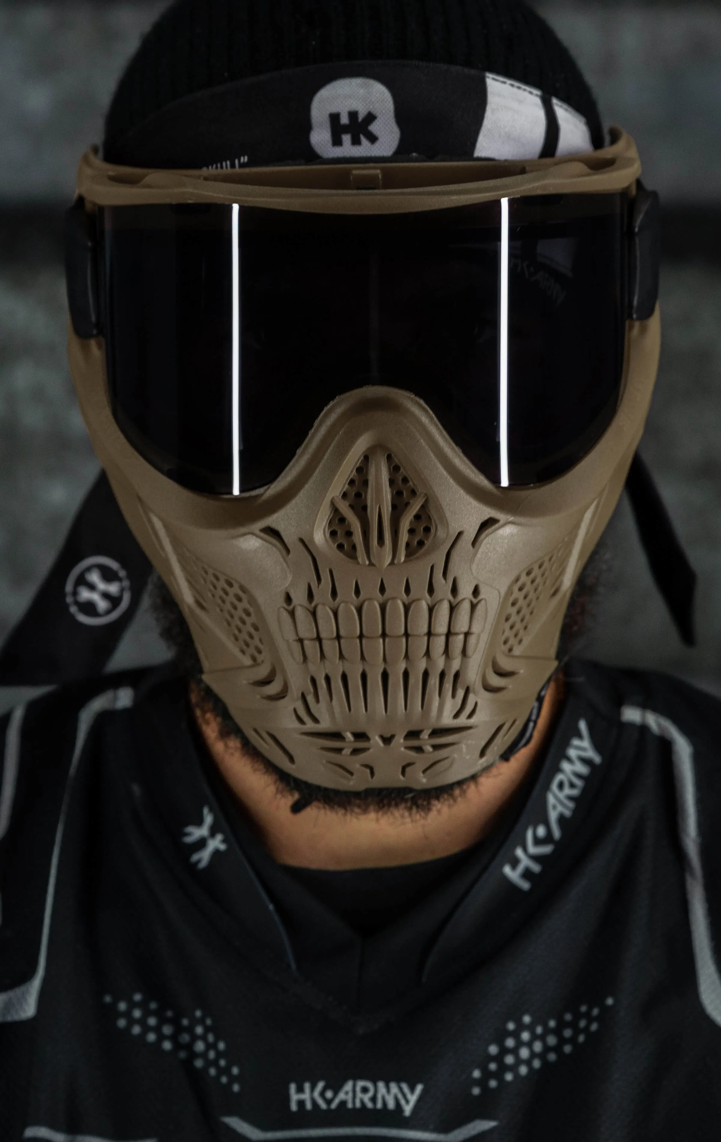 HSTL Skull Goggle "Grave Digger" - Tan w/ Smoke Lens