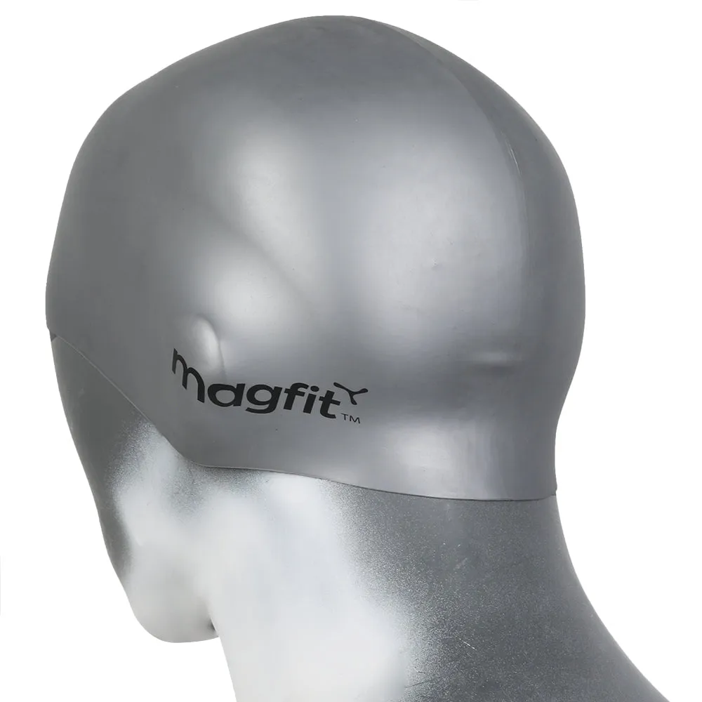 Magfit Unisex Long Hair Swimming Cap (Silver)